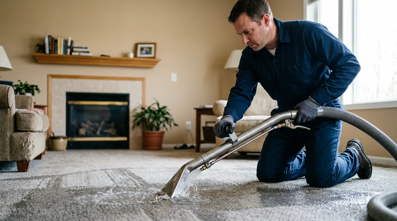 Water damage restoration technician working near Evergreen, LA